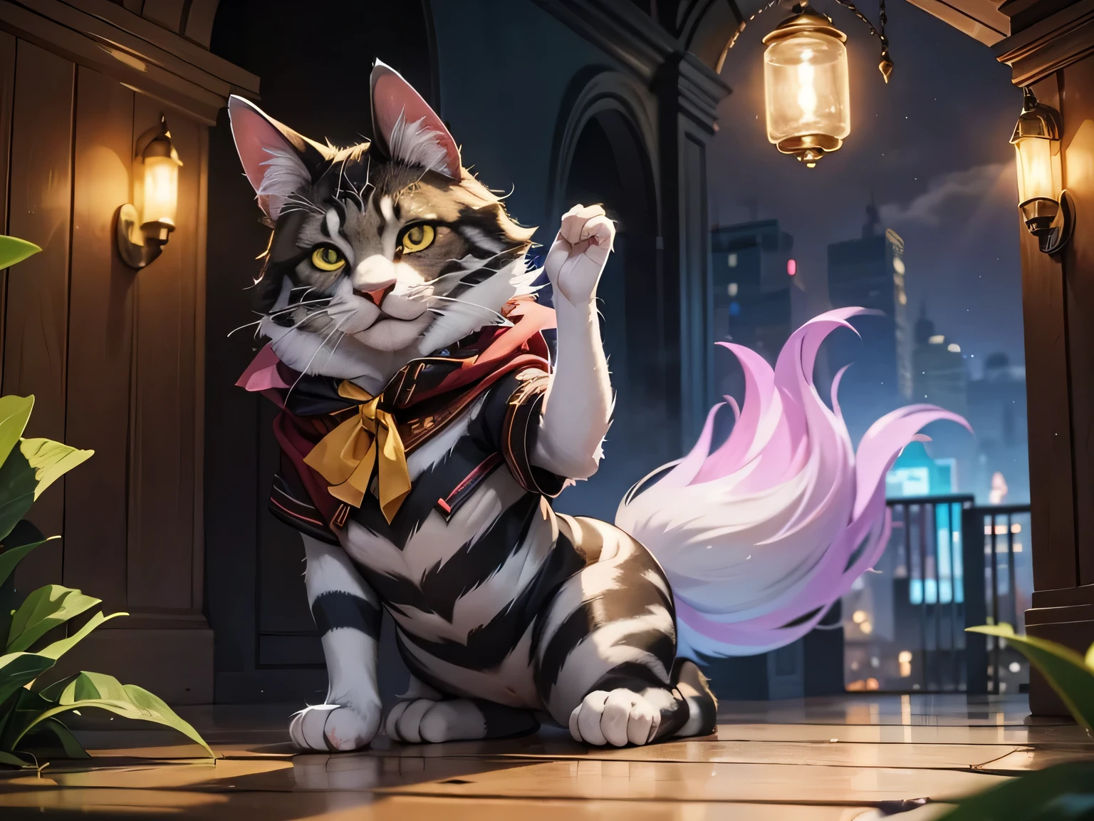 Era uma vez, numa cidade encantada, um gatinho diferente de todos os outros. His name was Spark, and what made him special wasn't just his soft fur and striped coat, but rather the magic he hid. Físca had the ability to perform enchanted pranks.