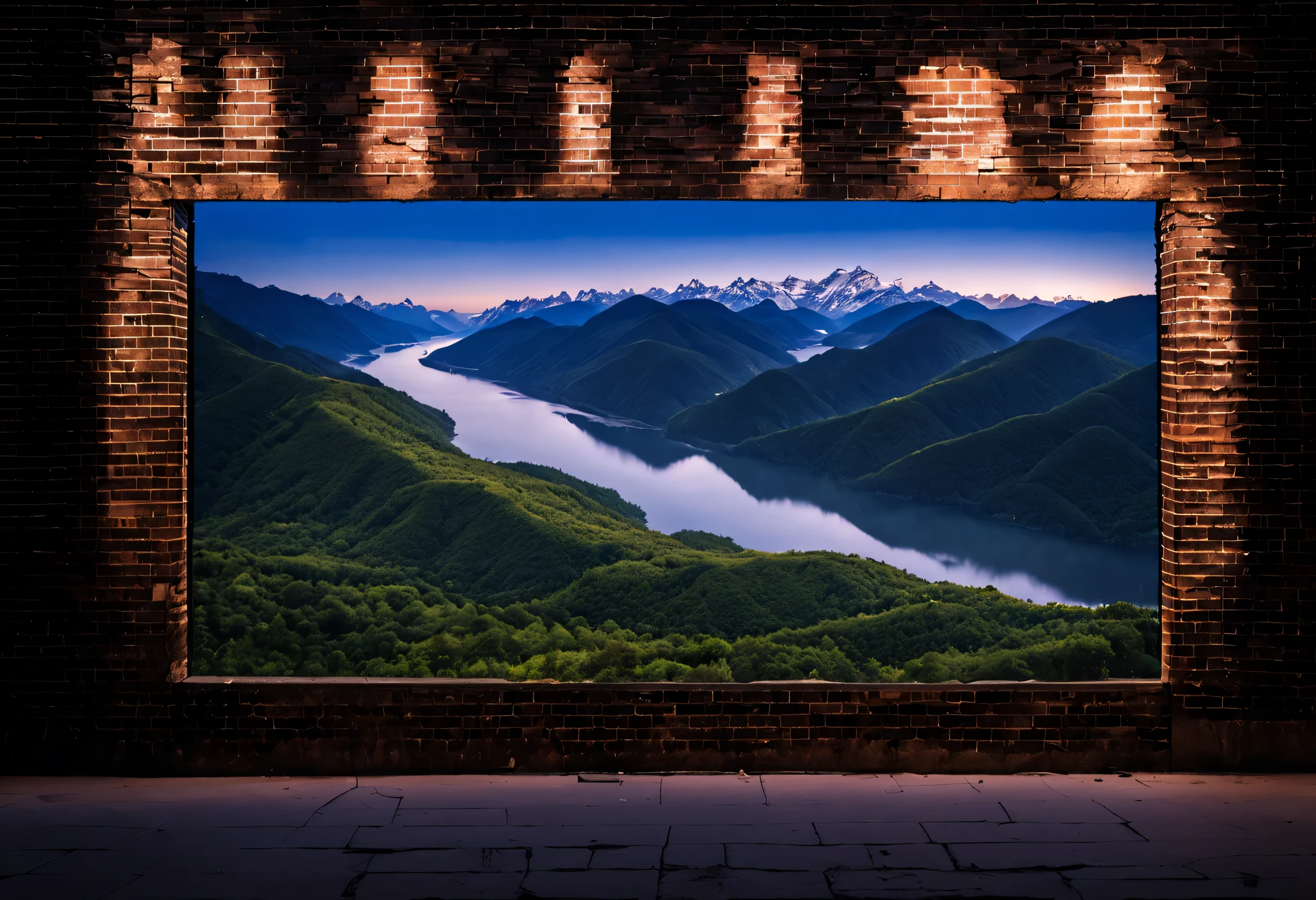 Projection on brick wall《Thousands of miles of rivers and mountains》