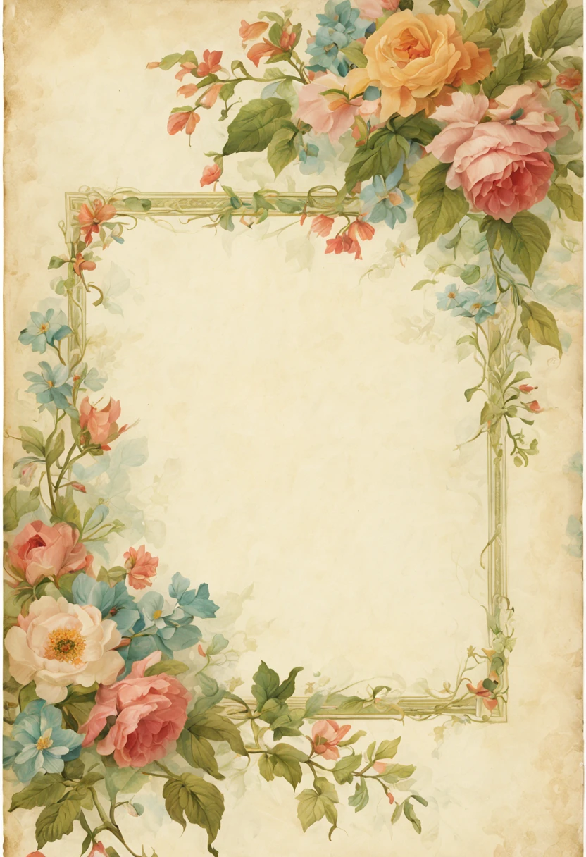 Vintage Floral Stationary Paper, Antique Fancy Border, Letter Writing Paper, Floral Border, delicate