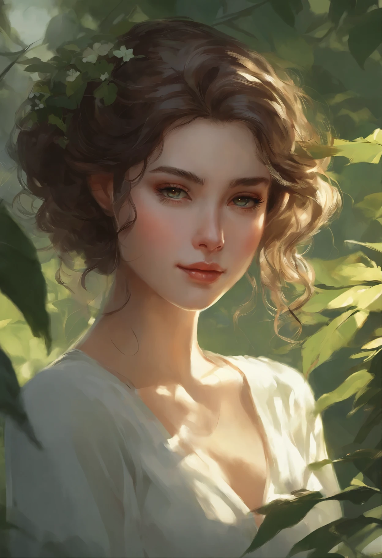 portraite of a, young russian woman, Knee-length brown curls, green colored eyes, Her thin straight eyebrows came together into a thread...., dark circles appeared under the eyes. Makoto Shinkai and (Cain'Plague), sakimichan and makoto shinkai, guweiz, kissing together, artwork in the style of guweiz, girl and green dragon