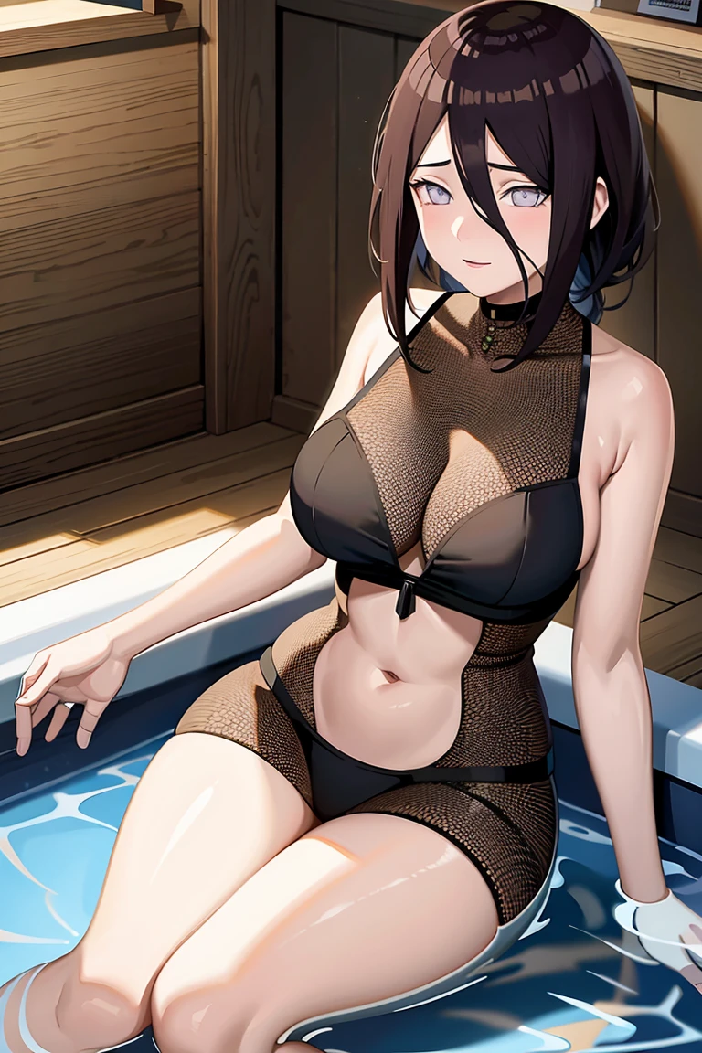 tmasterpiece, hoang lap , (Complicated details), (rich colourful), 电影灯光, the Extremely Detailed CG Unity 8K Wallpapers , Hinata flower proportions, 1girll, 独奏,(Sit in the bathtub, up,Tits soaked in water,is shy,Bigboobs, Low hair tied long),perspire,pure eyes
