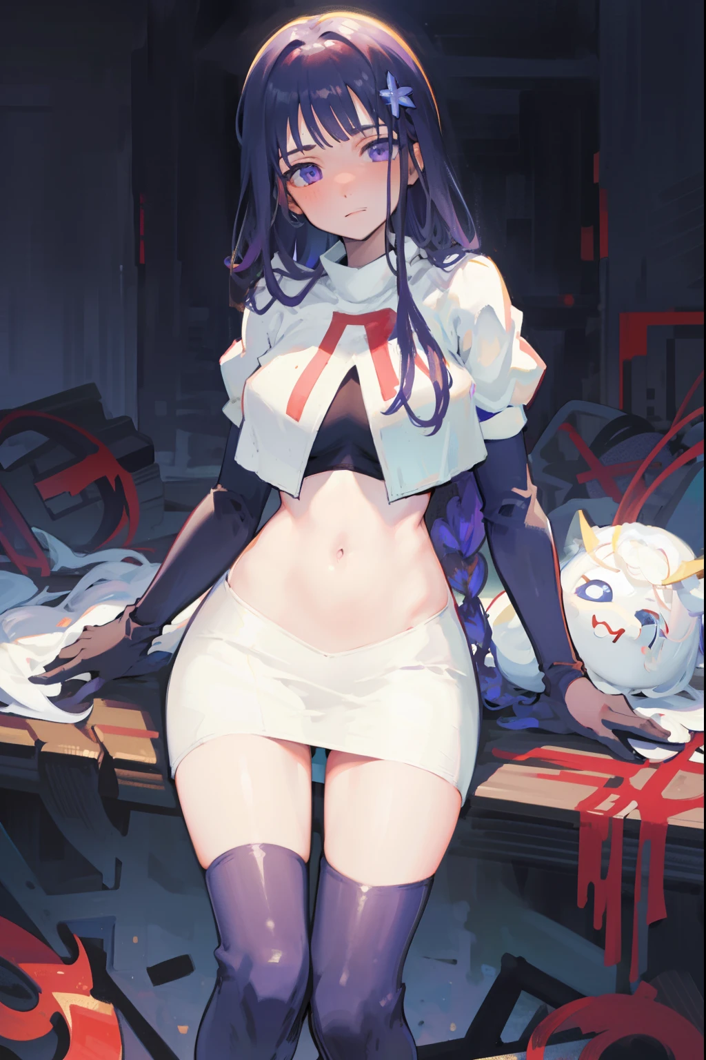 ruler tattoo, best quality, 1girl, nude, shiny oiled skin, thighhighs, elbow gloves, (ruler tattoo (all the way up to chest:1.2):1.2), (heart mark at the top of ruler tattoo:1.2), indoors, pussy juice, pussy juice puddle, (holding marker:1.2), (drawing ruler tattoo on self:1.2), armpits, collarbone, skinny,
<lora:ConceptRulerTattoo_v1:0.8:OUTALL> <lora:ConceptRulerTattoo_v208:0.8:OUTALL>