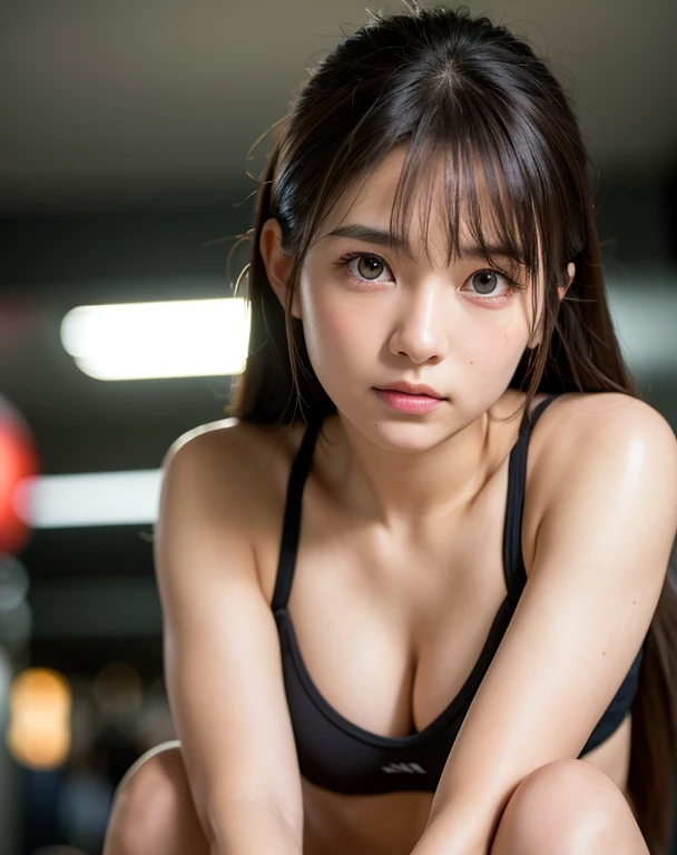 Full body, best quality, face focus, soft light, ultra high res, (photorealistic:1.4), RAW photo,
1japanese girl, solo, cute, (pupil, lights in the eyes), detailed beautiful face, (small chest),(high resolution detail of human skin texture),
(long hair),
Gym gym clothes,
(portrait)