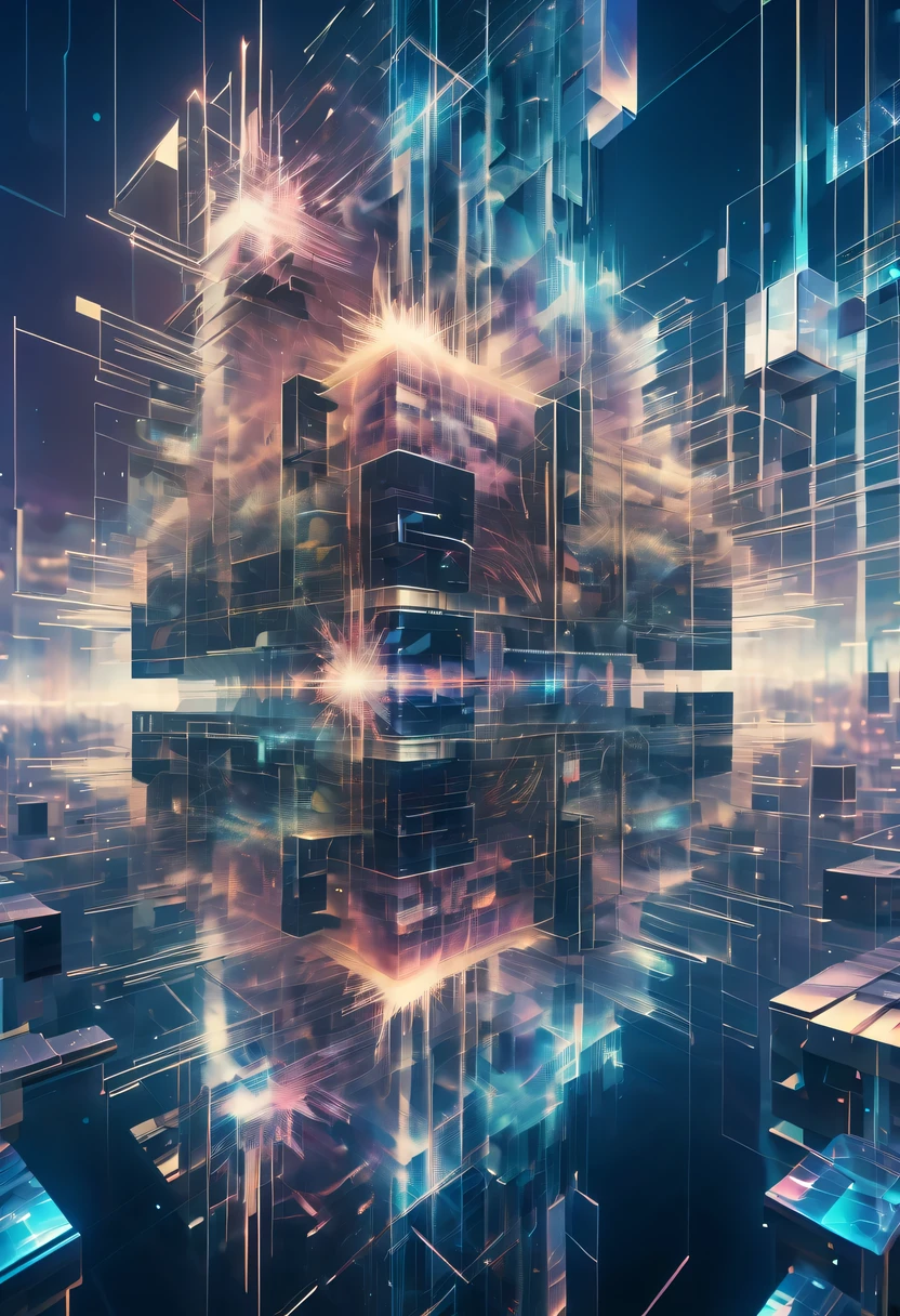 Dubrec style,Cybernetics appear in the sky.The prospect of fireworks on new year’s Eve 2024,Gorgeous fireworks,(Multiple exposure 1.8),(Digital signage,2024:1.5),technology city,artificial intelligence neuron,network matrix,new year'Eve Visual Poster,Intricate poster in surreal art style,Surreal Dream new year Poster,Surreal Sci-fi new year'dream poster