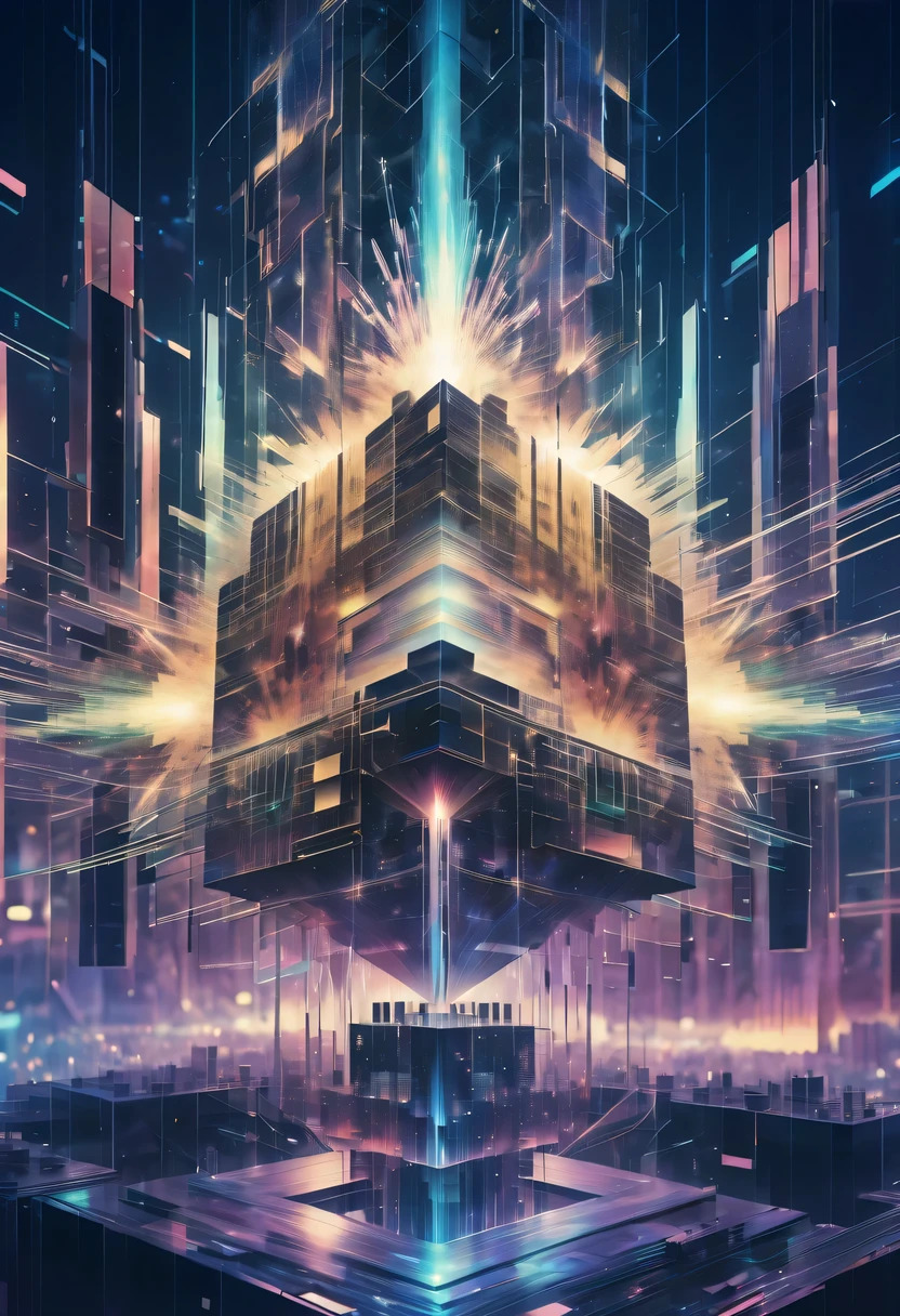 Dubrec style,Cybernetics appear in the sky.The prospect of fireworks on new year’s Eve 2024,Gorgeous fireworks,(Multiple exposure 1.8),(Digital signage,2024:1.5),technology city,artificial intelligence neuron,network matrix,new year'Eve Visual Poster,Intricate poster in surreal art style,Surreal Dream new year Poster,Surreal Sci-fi new year'dream poster