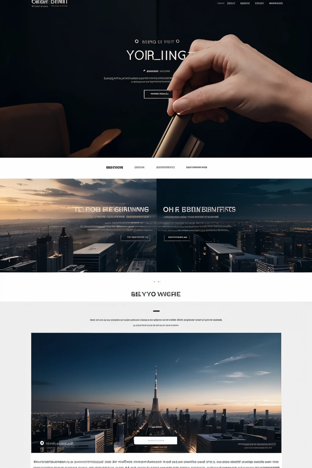 design one landing page for a business website, 8k, fullscreen, modern, professional, attractive, clean layout, unique ui