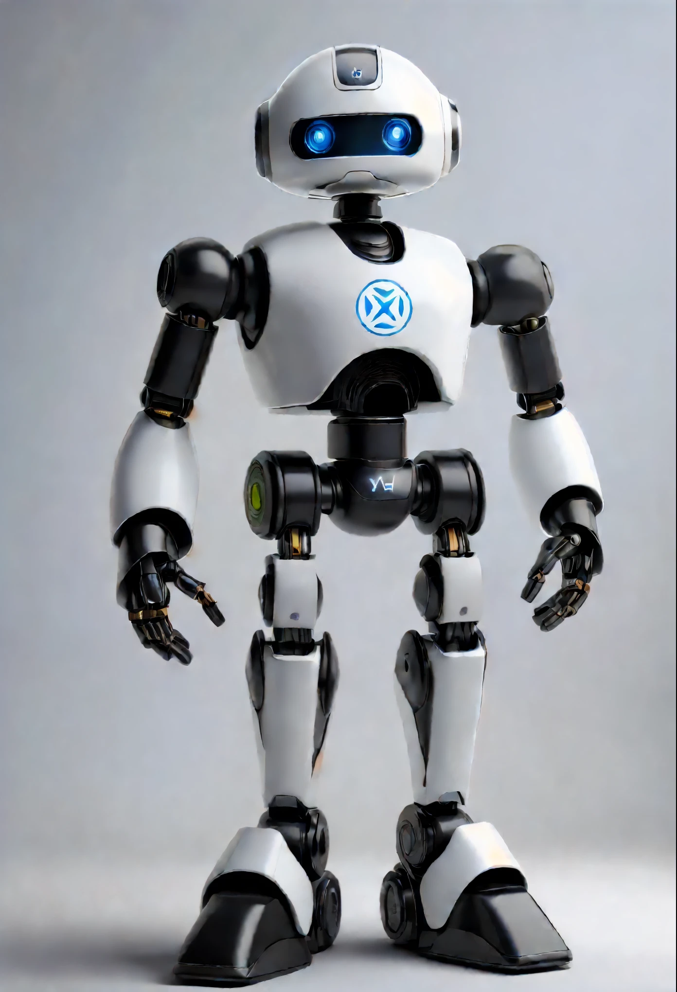 Robot with logo "XYU", hi-tech, servant, android, droid, robot