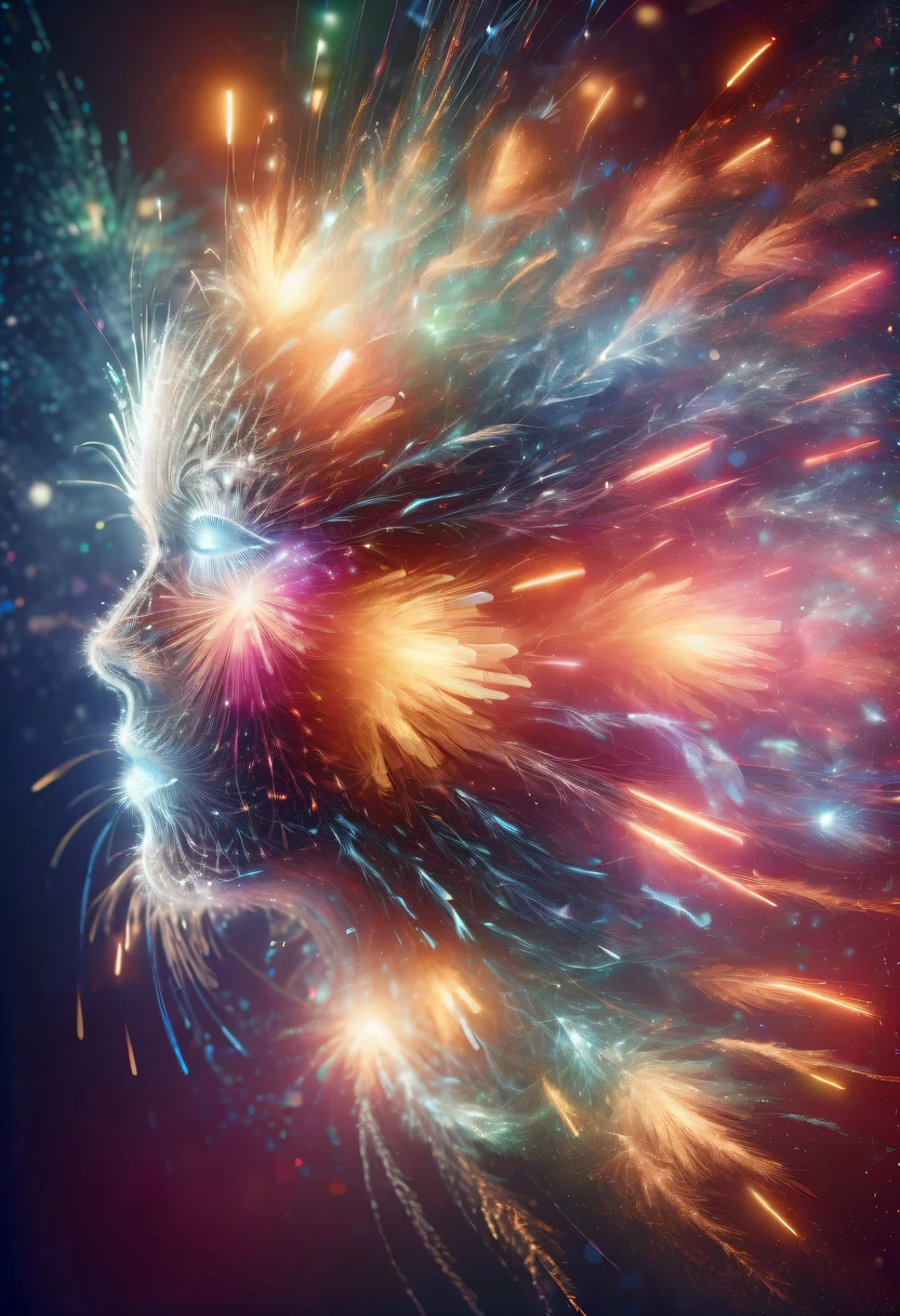 Dubrec style,Cybernetics appear in the sky.The prospect of fireworks on new year’s Eve 2024,Gorgeous fireworks,(Multiple exposure 1.8),(Digital signage,2024:1.5),technology city,artificial intelligence neuron,network matrix,new year'Eve Visual Poster,Intricate poster in surreal art style,Surreal Dream new year Poster,Surreal Sci-fi new year'dream poster