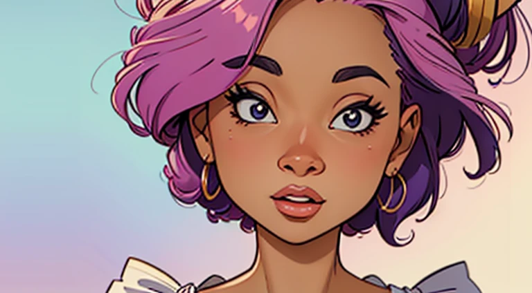 um close up de uma jovem com uma flor no cabelo, detailed retrato colorido, arte digital!!, inspirado em Sophia Beale, Retrato de Willow Smith, Retrato Willow Smith, retrato colorido, detailed digital illustration, colorized pencil sketch, Menina africana de pele clara, Colorido digitalmente, retrato detalhado, retrato detalhado shot, retrato de alta qualidade, a digital rendering, Fanart