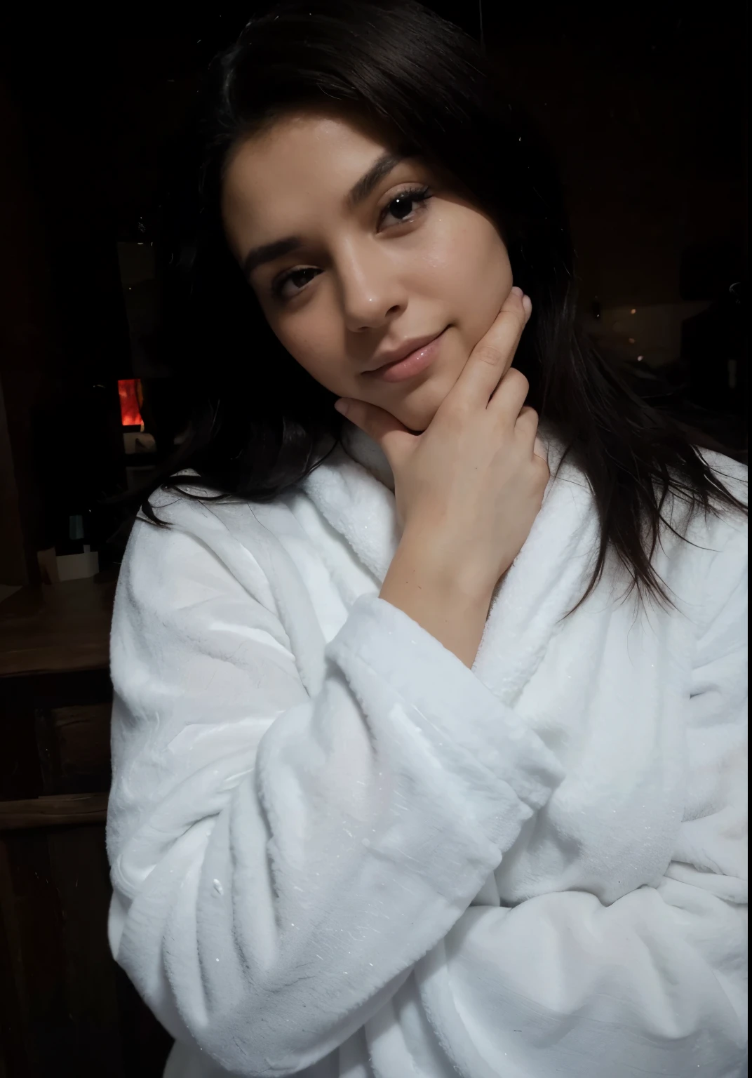 Portrait of a curvy girl in a towel, peito enorme, usando uma toalha, vestindo uma regata, rechonchudo, encostado na parede vermelha, cabelos secos, imagem de alta qualidade, master part, textura detalhada do cabelo, Textura detalhada da pele, textura de pano detalhada, 8k, Adicionar detalhes da malha, ultra Textura detalhada da pele, foto ultra detalhada, skin pores, detalhes do pano, altos detalhes da pele, detalhes realistas do cabelo