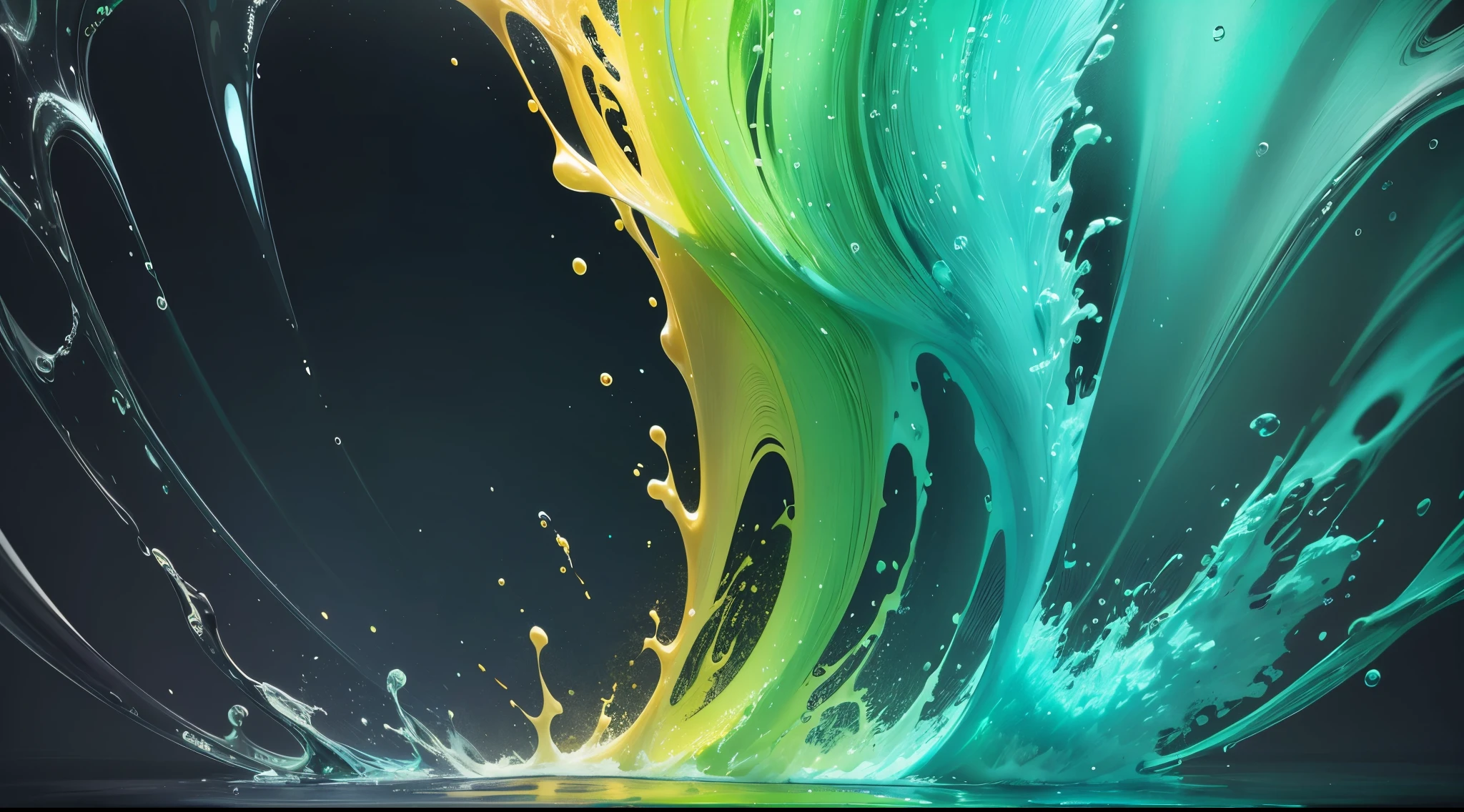 water,colorful,neon,watery,high resolution, high quality,neon color backgrounds, dark green, dark green gradient, pastel blue, splash