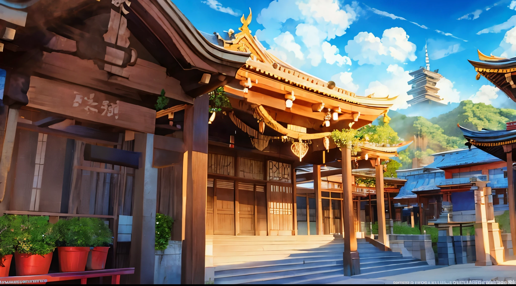 Temple background　Anime style