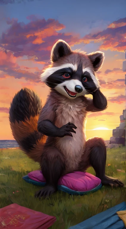 raccoon playing