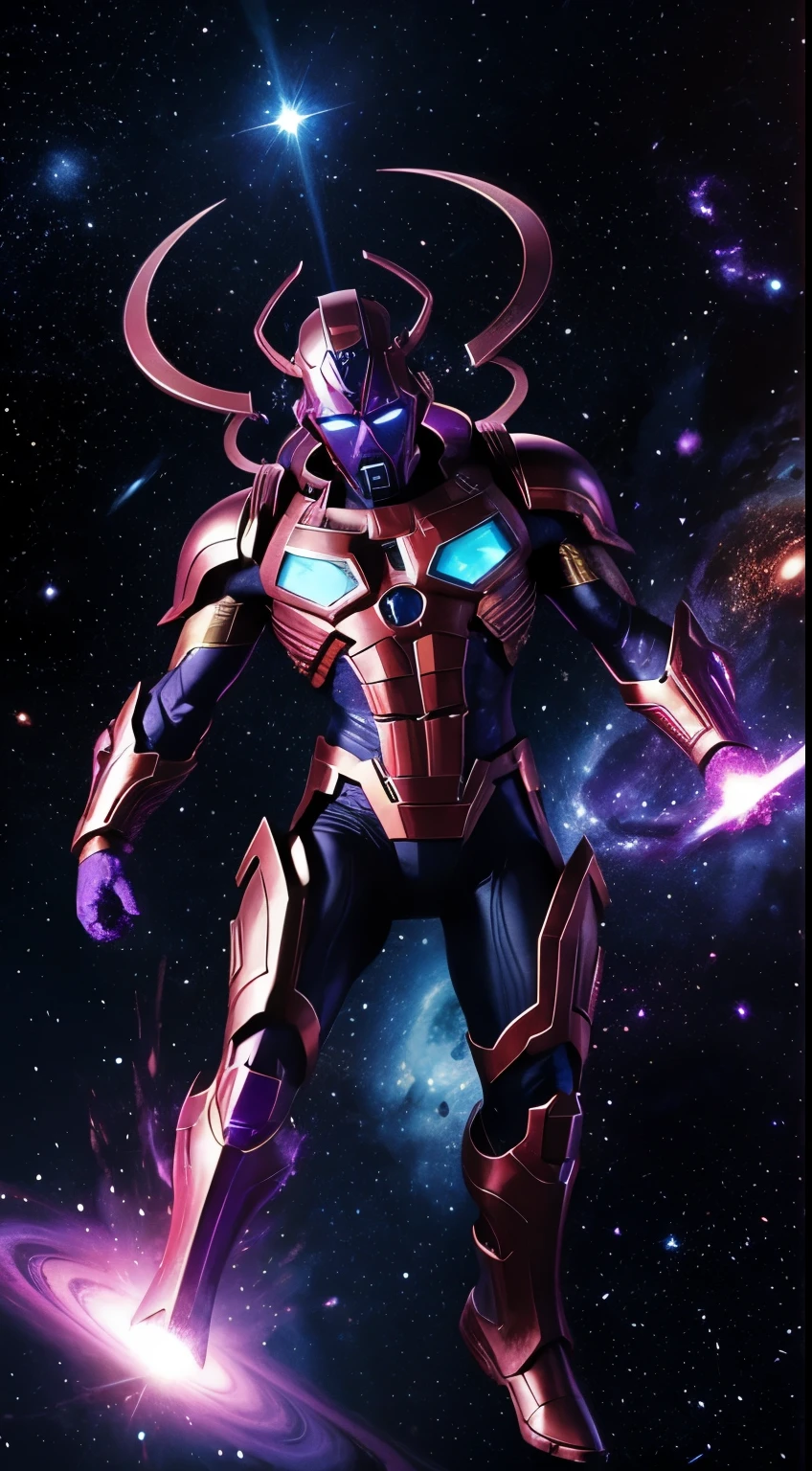 A cosmic entity as Marvel's galactus full of galaxies roaming around in its body