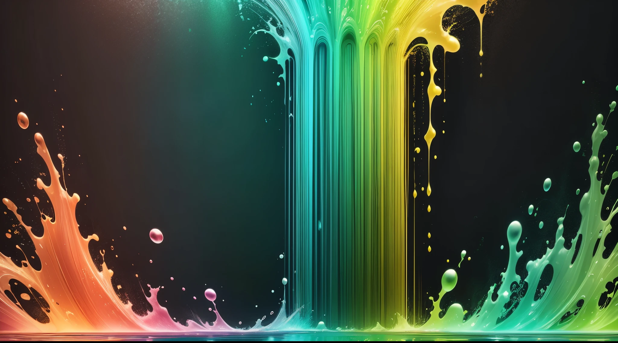 water,colorful,neon,watery,high resolution, high quality,neon color backgrounds, dark green, dark green gradient, pastel blue, splash
