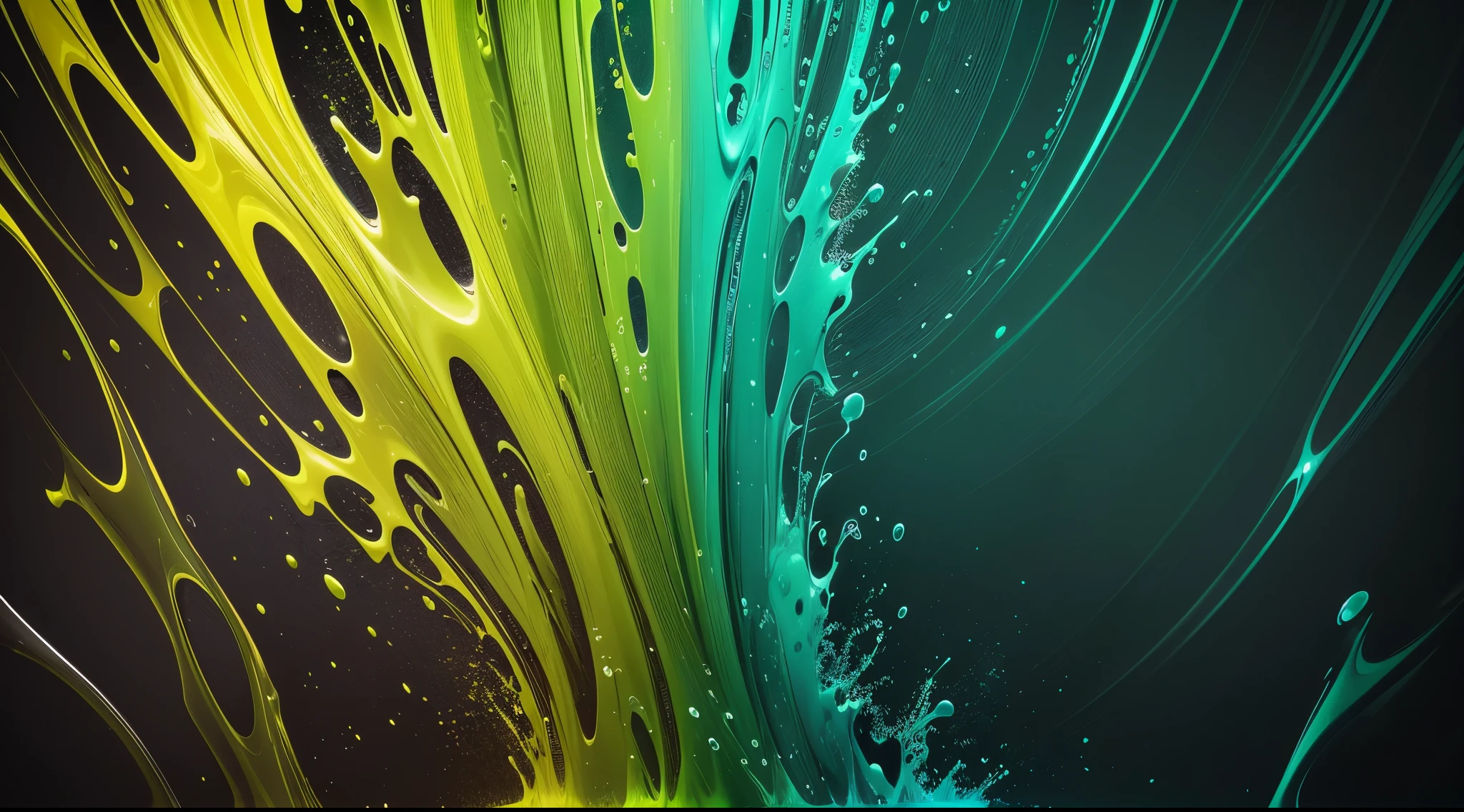 water,colorful,neon,watery,high resolution, high quality,neon color background, dark green, dark green gradient, deep dark grey background, splash