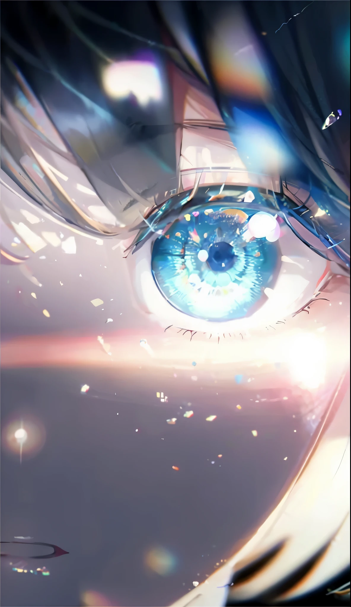 anime girl with olho azuls and a olho azul with a white background, olho azul. anime, visuais de anime, arte conceitual de olhos claros, Olhos enormes de anime, olhos azuis brilhantes, arte de anime digital detalhada, sparkling olho azuls, crystal olho azuls, anime fotorrealista, olho bonito, eye reflections, ethereal anime, ultra-detalhado. anime, dreamy psychedelic anime, eye reflection