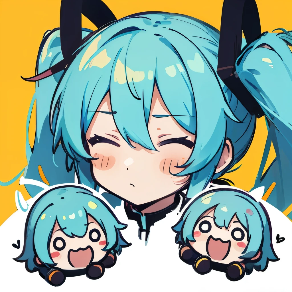 Hatsune Mikufu，stickfigure，Emoticon pack，Flat 2D