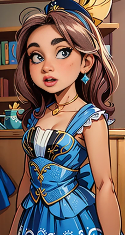 mulher em um vestido azul posando para uma foto, Pokimane, alexa grace, imagem de perfil, beleza de cair o queixo, foto de perfil, gorgeous stella maeve magician, inspired by Glòria Muñoz, Bela Stella Maeve Magician, olhando de lado, inspirado em Julia Pishtar, beleza de cair o queixo, inspirado em Lucia Peka