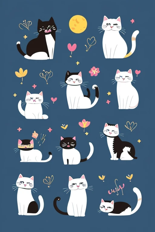 8 cute cat illustrations