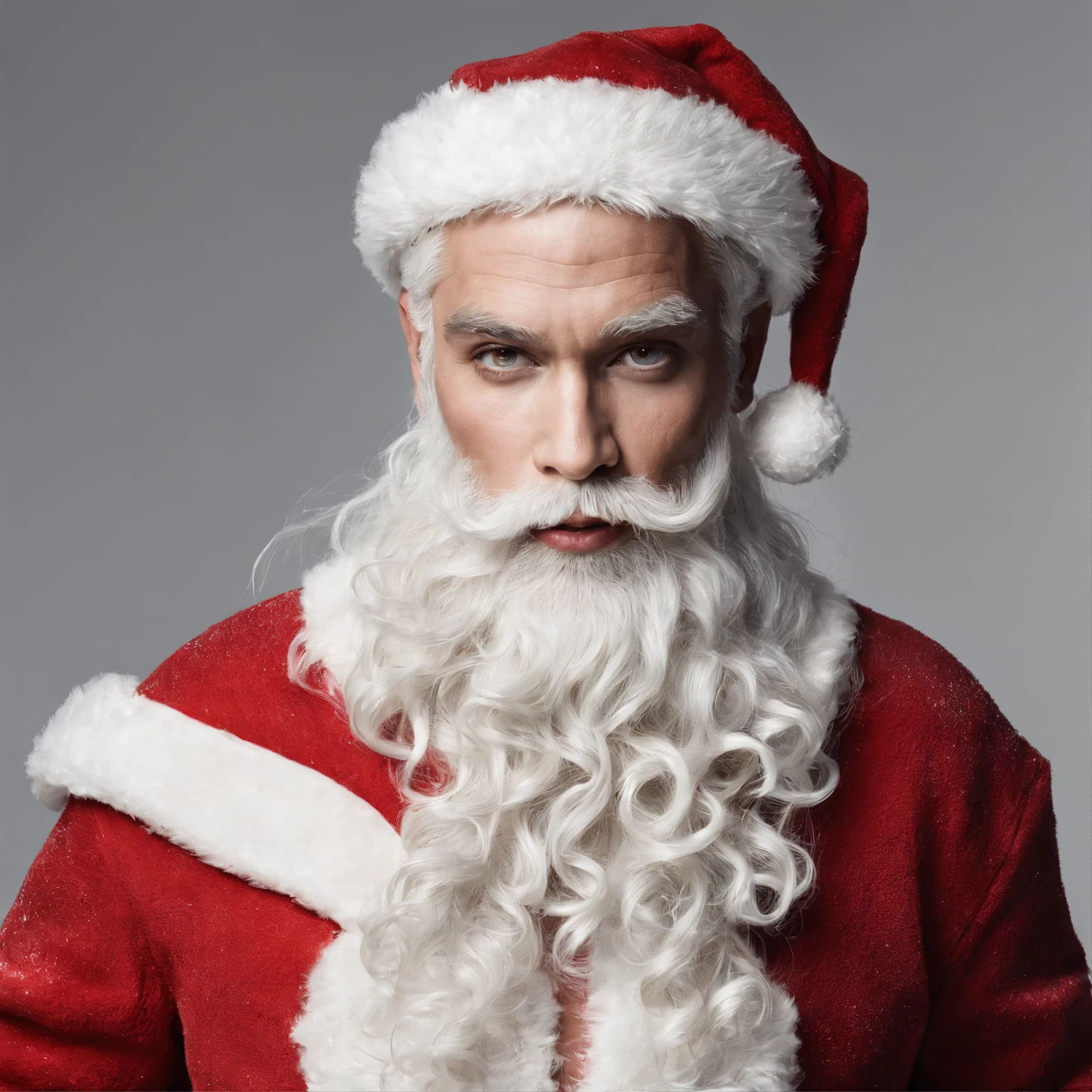 Santa Claus posing as a fashion model