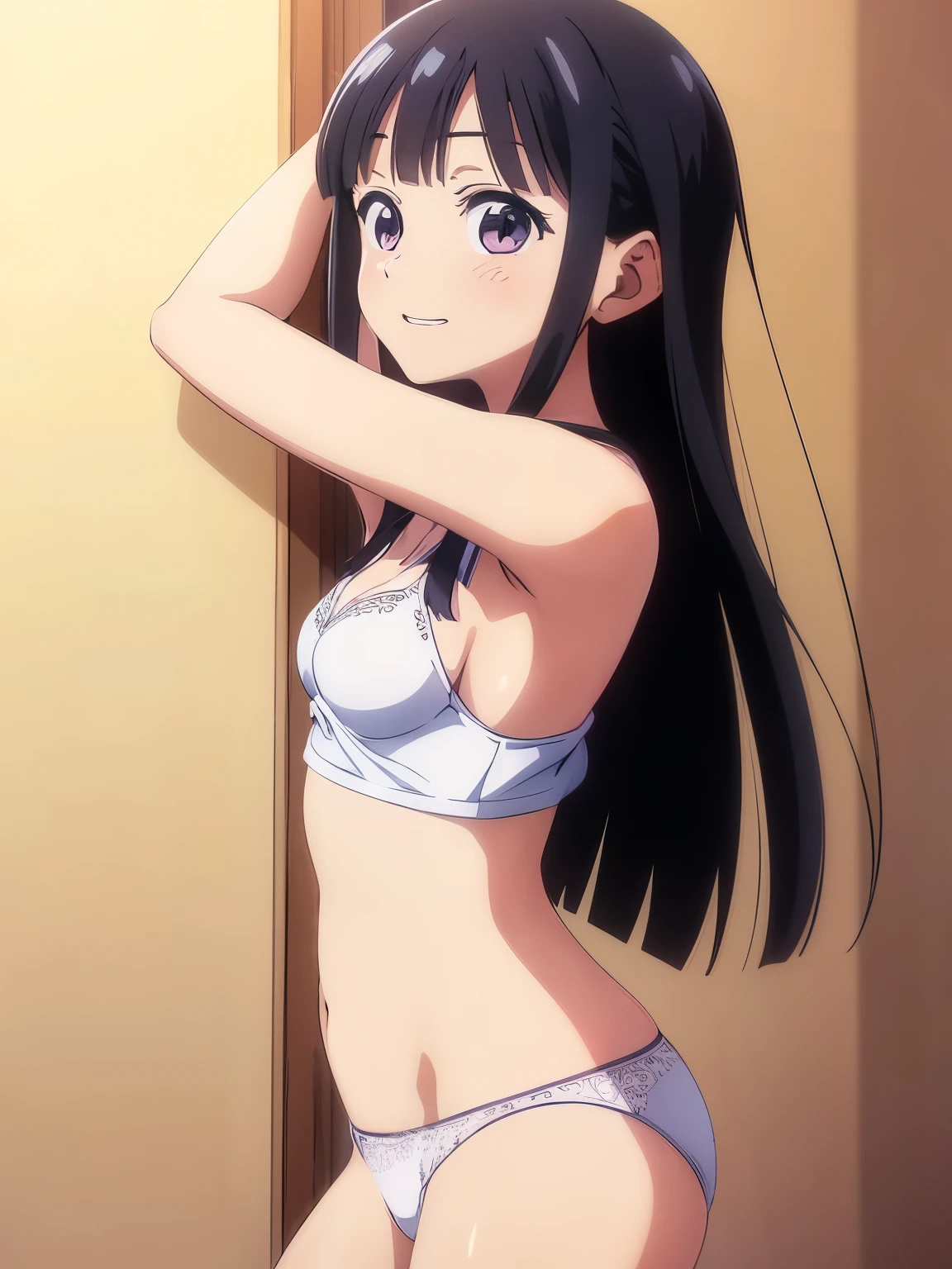 anime - style image of a woman in a white bra top and panties, seductive anime girl, marin kitagawa fanart, makoto shinka, rin, small curvy , anime best girl, sexy pose, smooth anime cg art, asuka suit under clothes!, cushart krenz key art feminine, ayaka genshin impact, zerochan art