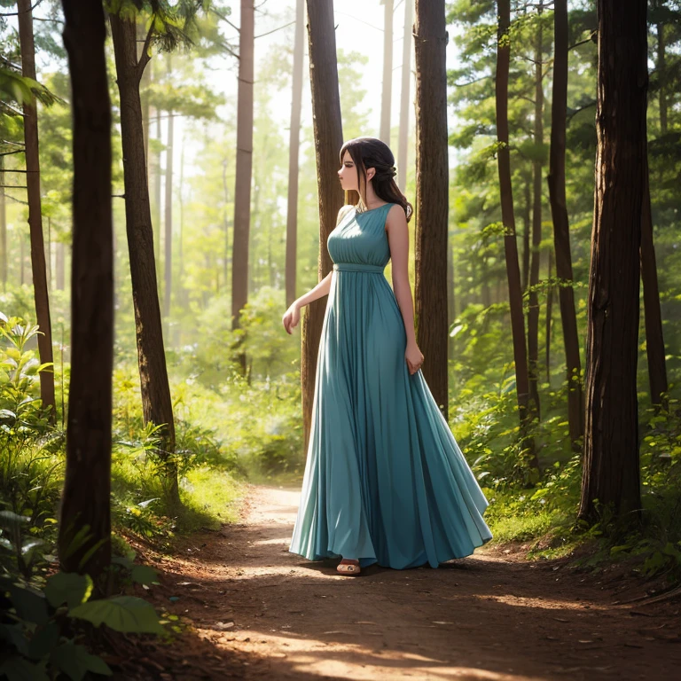 Long dress, woman, woods, beautiful