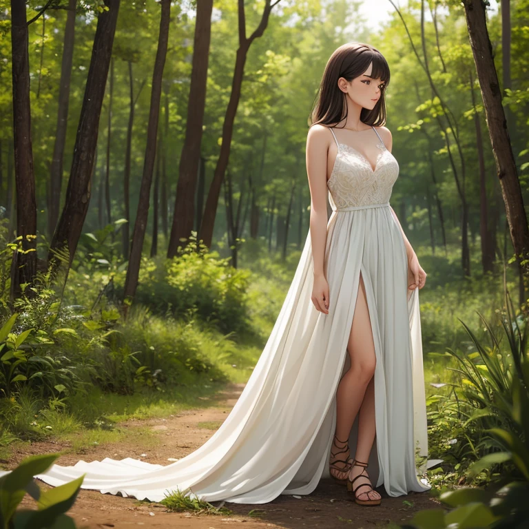 Long dress, woman, woods, beautiful