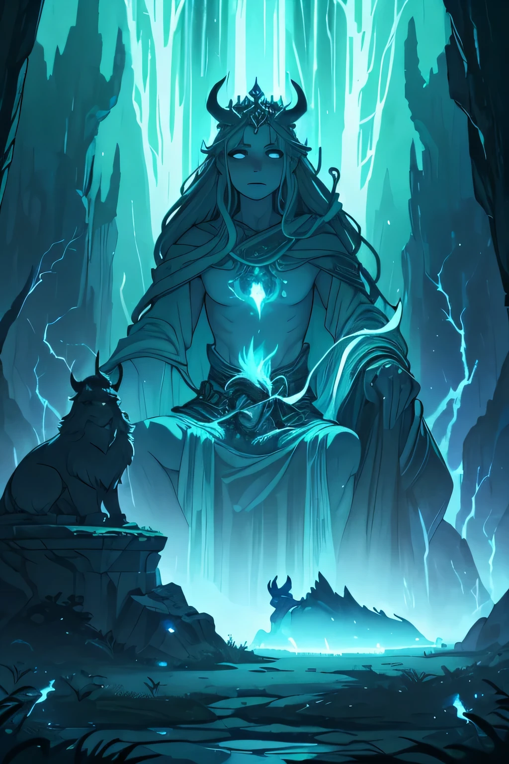 beautifulk perfect god The prompt for generating a visually artistic image of a "drown god of the forest" with "blue green eyes" and "white hairy" seated on a "stone throne" in a "cave" surrounded by "spiritual beasts" could be as follows:
"(best quality,4k,8k,highres,masterpiece:1.2),ultra-detailed,realistic:1.37,drown god of forest,blue green eyes,white hairy,stone throne,cave,spiritual beasts,dark atmosphere,powerful presence,mysterious aura,dappled lighting,mystical ambiance,ethereal creatures,ancient surroundings,enchanting scene,fantastical setting,wisps of magic,otherworldly realm,shadows and echoes,lineage of the divine,nature's guardians,boundless wisdom,peaceful yet awe-inspiring,whispers of legends,celestial harmony,rays of light peering through,secrets of the earth,divine connection,serene and majestic,hallowed protector,tranquil energy"
Remember to keep the prompt concise and within the given constraints. Feel free to adjust or add details to enhance the desired image.
