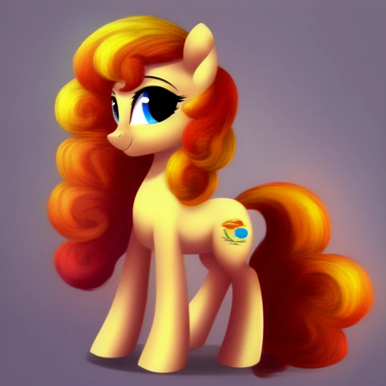cent数_cent_Suggestive, Wild unicorns,orange mare,with golden mane,There are blue stripes on it, Black colored eyes, Feminine characteristics, The mane is long, flowing mane, Cute pony face, ssmile, sportrait, Complicated details, Soft gradient shadow, Curly mane