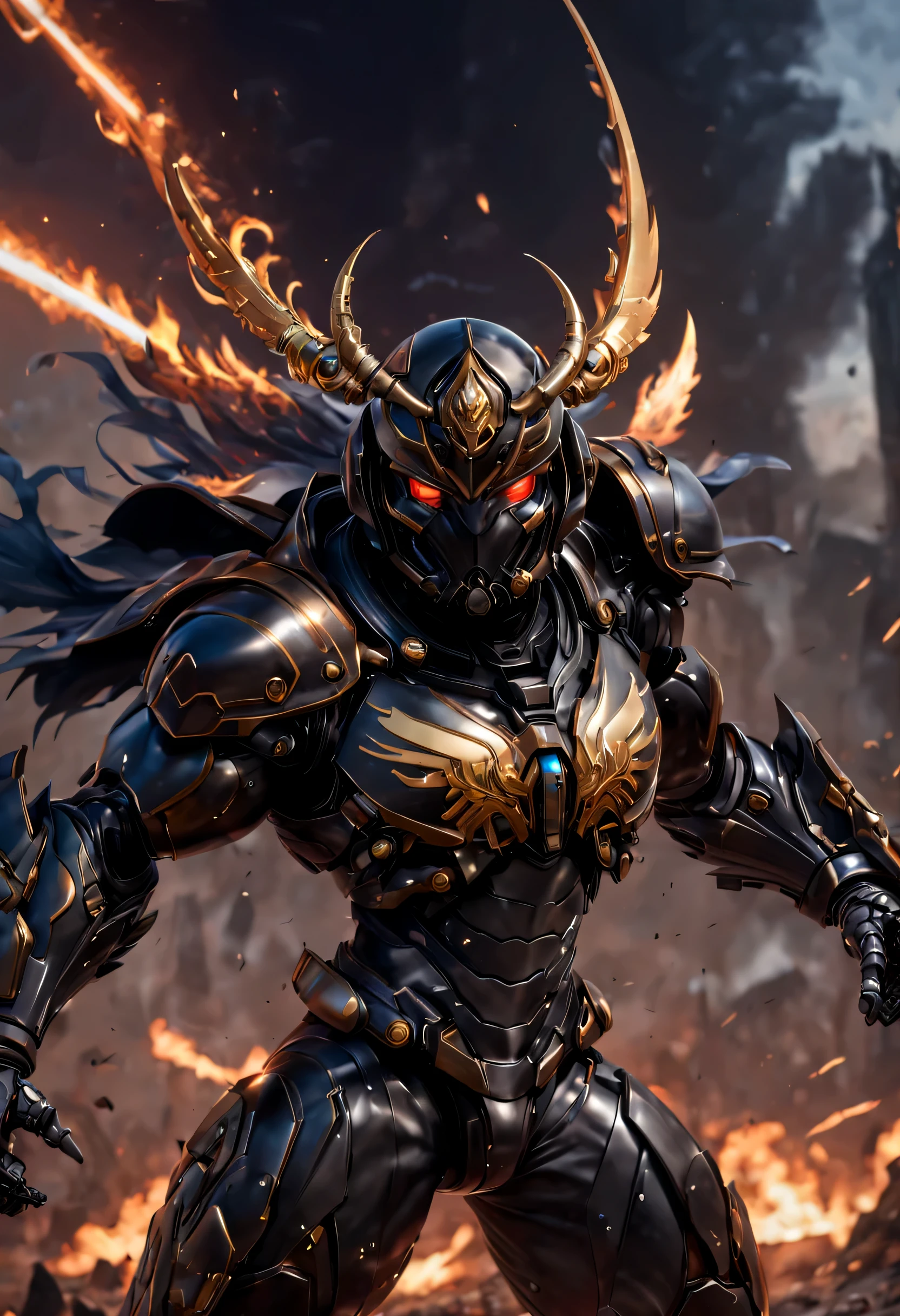 Angry AgileDung Beetle mecha robo soldado personaje,Armadura negra, Anthropomorphic figure, vistiendo armaduras y armas de soldado futuristas, reflection mapping, Figura realista, hiperdetallado, cinematic lighting photography, 32k uhd with gold cane, rugiendo por: Panchovilla,mecha