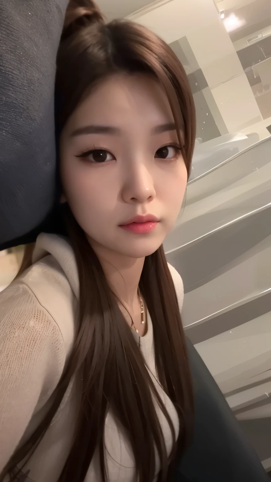 a close up of a woman with long hair and a sweater, Lalisa Manobal, Heonhwa Choe, Jaeyeon Nam, menina coreana, Parque Ji-min, foto de perfil headshot, young adorable korean face, wan adorable korean face, Ulzzang, Mulher sul-coreana bonita, jennie blackpink, Lee Ji - Eun, Lee Ji-eun, Jinyoung Canela