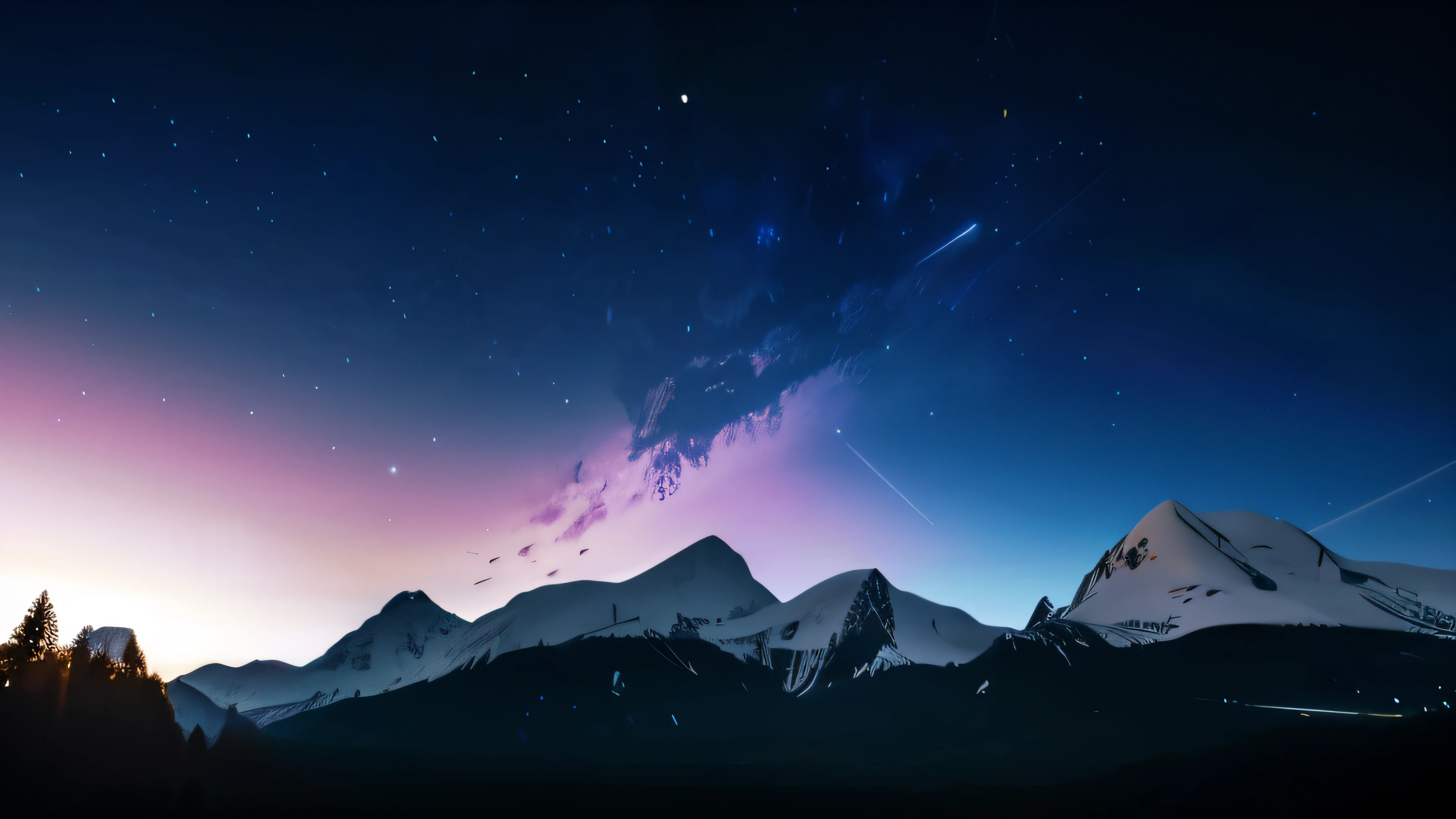 mountains with a star filled sky and a shooting star, shooting star in background, night sky; 8k, starry sky 8 k, amazing wallpaper, wallpaper 4k, wallpaper 4 k, hq 4k phone wallpaper, beautiful wallpaper, 4k wallpaper, 4 k wallpaper, cinematic 4k wallpaper, cinematic 4 k wallpaper, high quality wallpaper, breathtaking stars, magnificent background