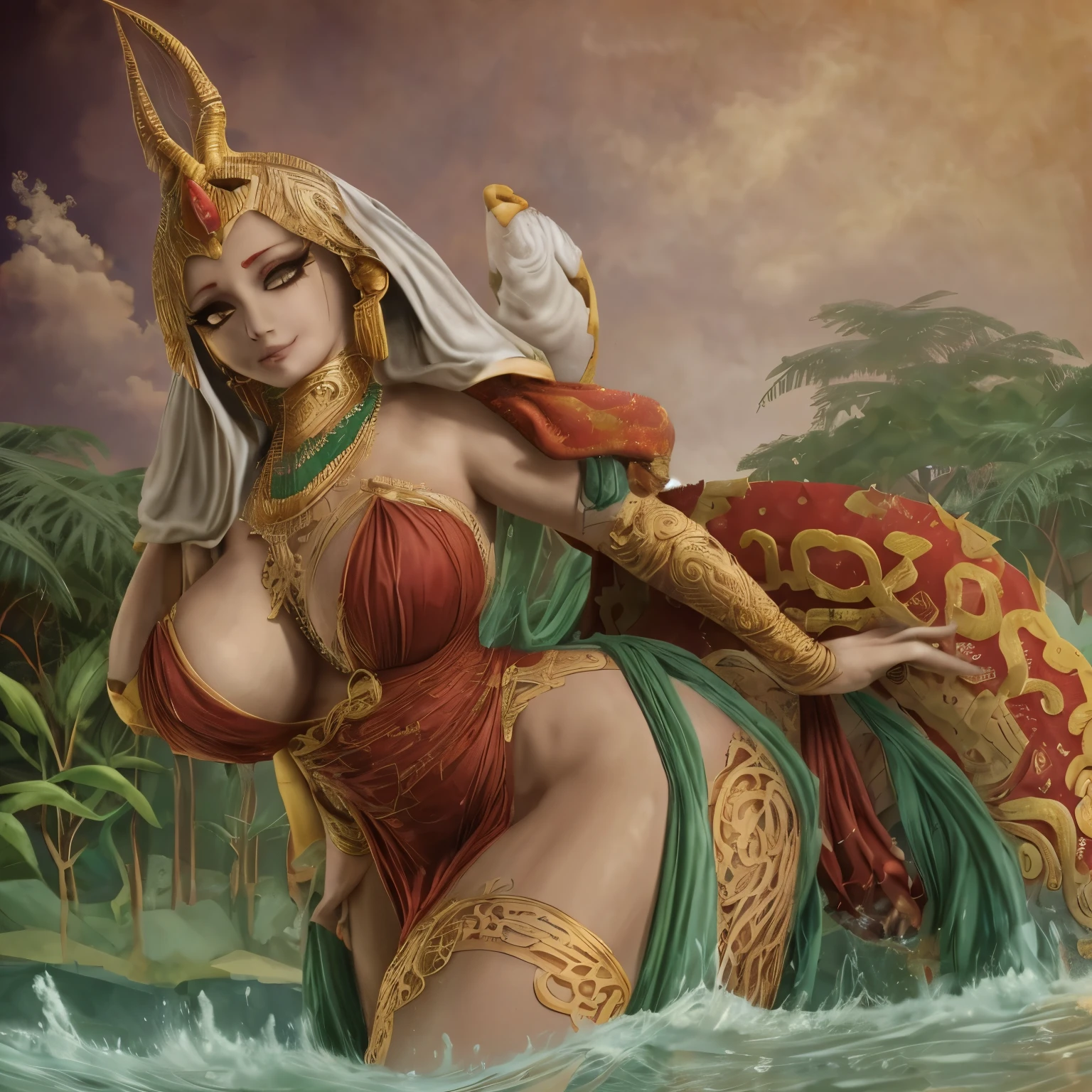 mulher indonesia em uma floresta assombrada