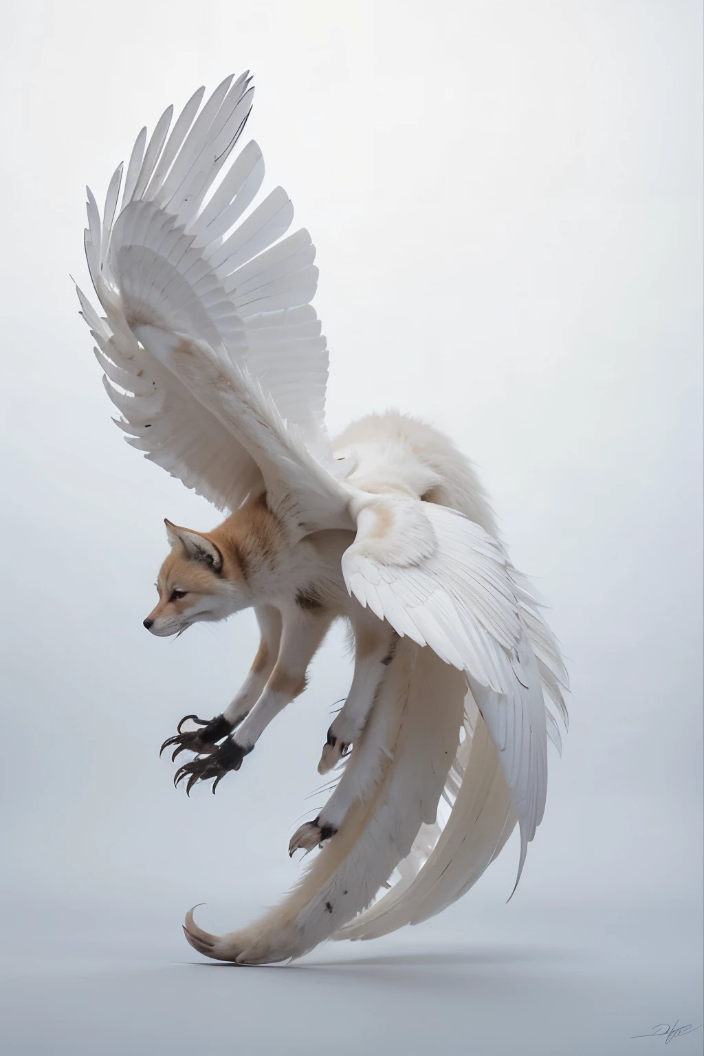 drawn winged ice fox