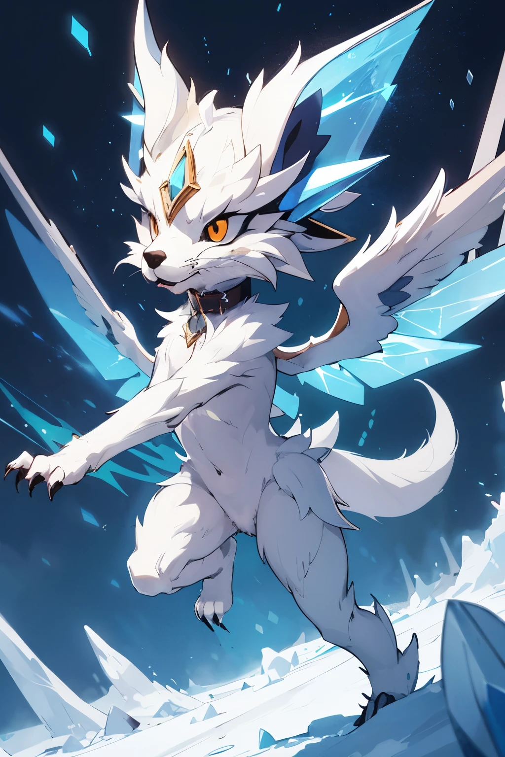 drawn winged ice fox