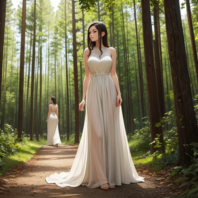 Long dress, woman, woods, beautiful