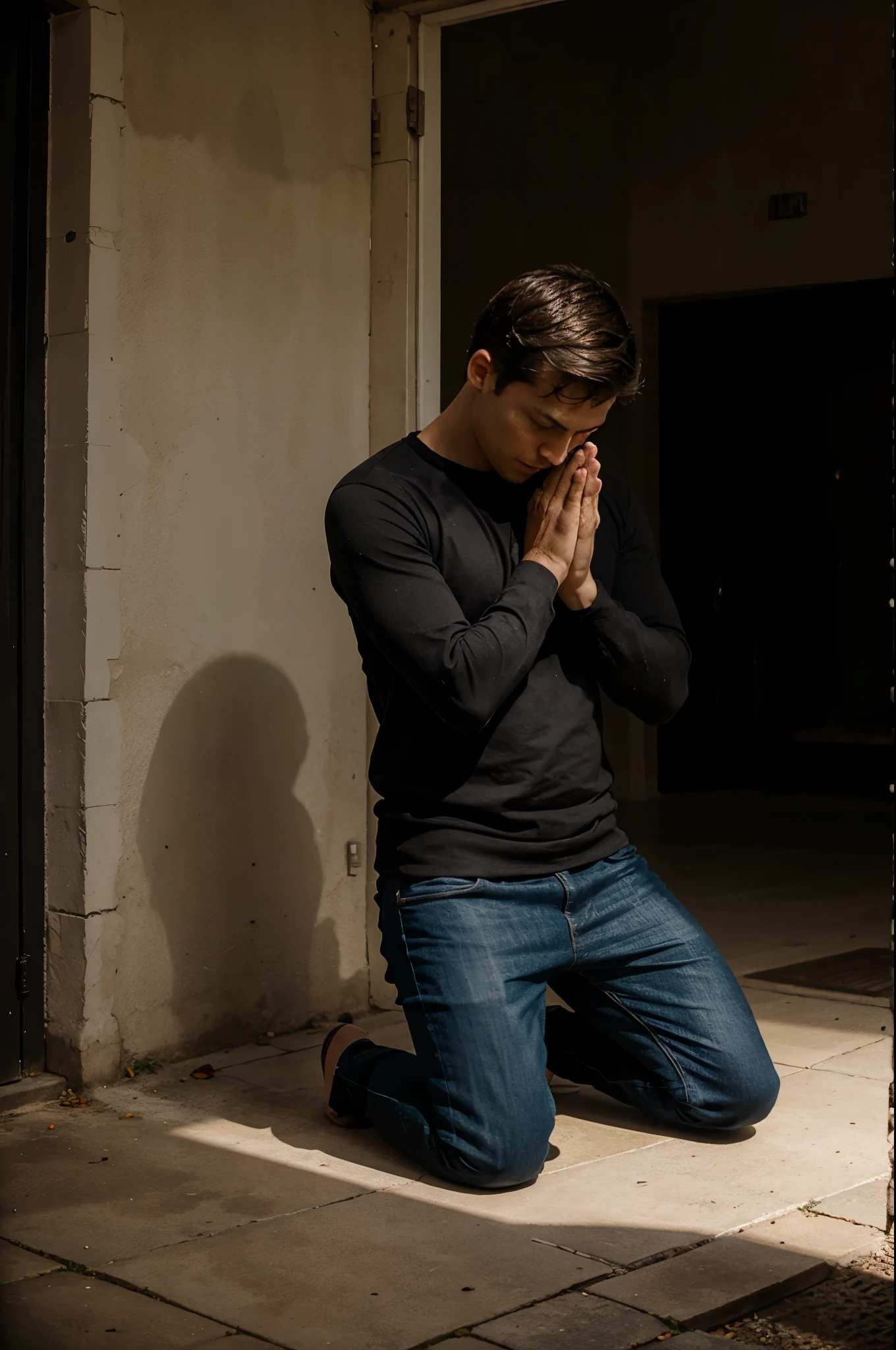 Kneeling man praying