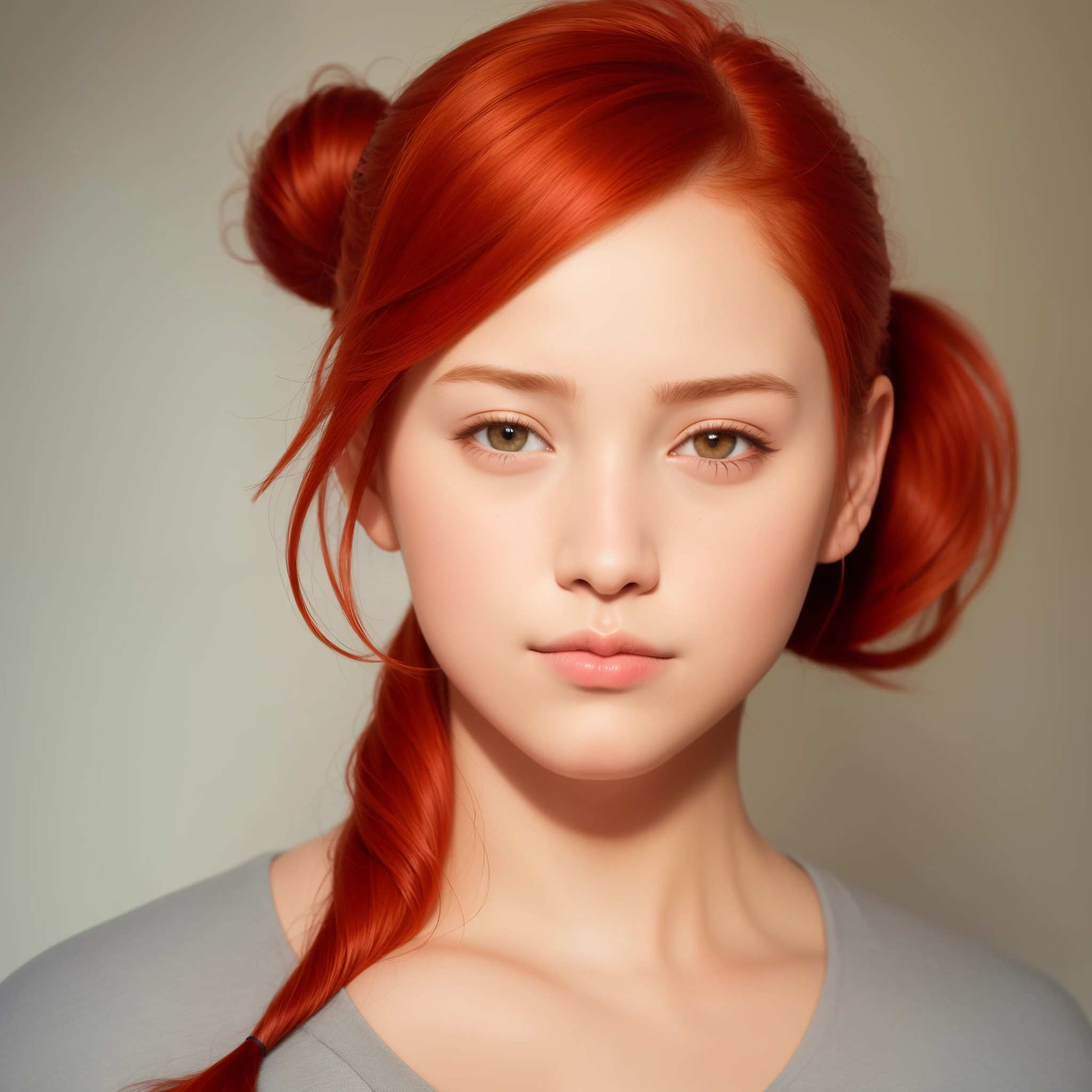 1girl, realistic, 28 years old man, redhead, ponytail (portrait)