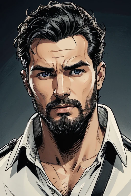 Guarda real forte bonito com barba olhos castanhos