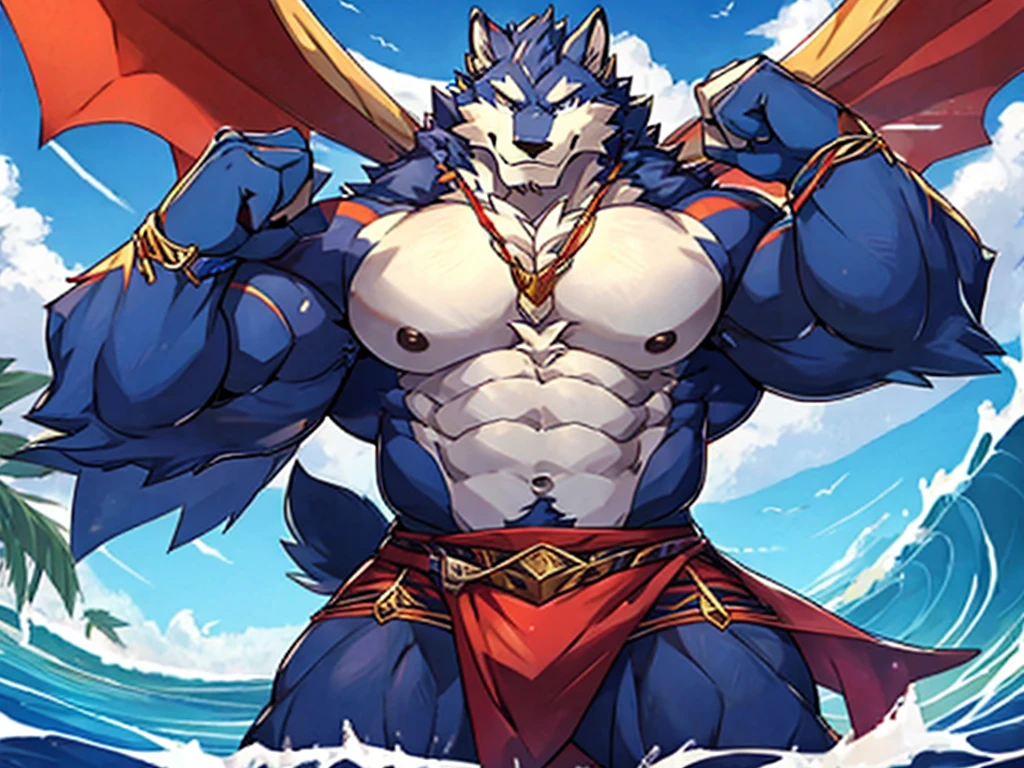Furry Likulau com musculos definidos em uma pose sexy.