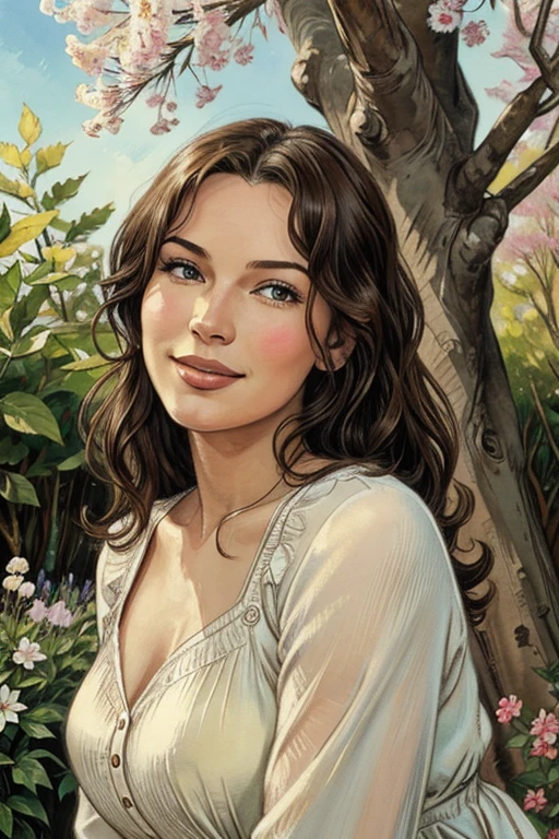 Kivanc Tatlitug in a romantic garden, oil painting, detailed brushstrokes, vibrant colors, soft lighting, dreamy atmosphere, charming smile, deep gaze, stylish outfit, casual elegance, flowers in bloom, romantic setting, peaceful ambiance, vintage feel, classic charm, sunlight filtering through leaves, serene and enchanting, exquisite details in every stroke, realistic and lifelike, timeless masterpiece, high resolution, ultra-detailed, professional artistry, captivating portrait.