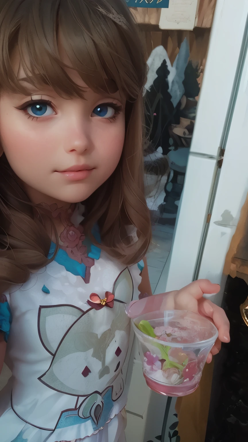 high quality,ultra-detailed,realistic,portrait,girl,garden,beautiful detailed eyes,beautiful detailed lips,flowing hair,fairy tale princess,floral dress,enchanted forest,magic wand,castle in the background,sunlight filtering through the trees,vibrant colors,soft lighting