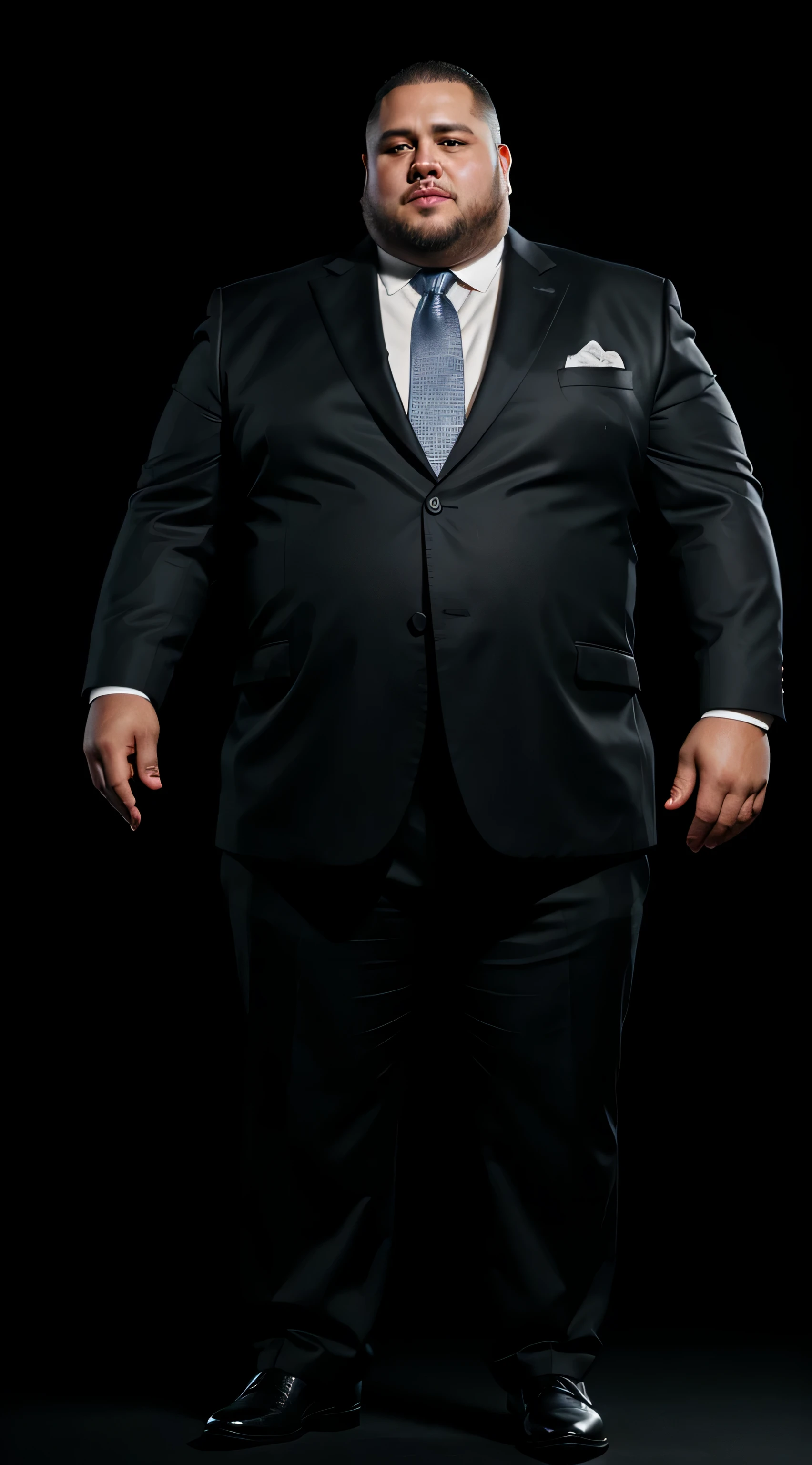 sobre um fundo preto, a fat man in a suit is standing, his head is that of a mouse ((corpo inteiro):1.5). 16k, UHD, best possible quality, ultra detalhado, best possible resolution, Motor Unreal 5, fotografia profissional, Dedos bem detalhados, Very detailed hand, perfeito_Hands