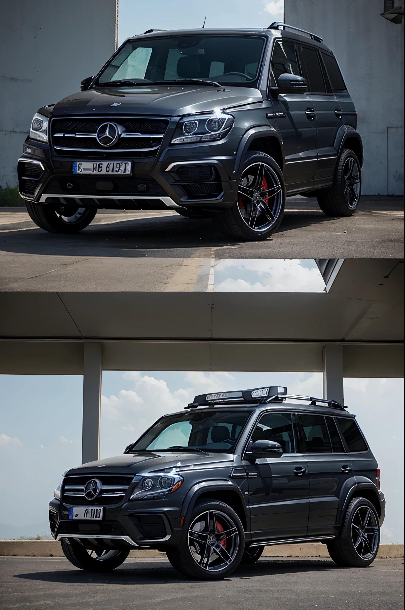 Create a new car from the fusion of a Mercedes G Wagon and a Volkswagen Tiguan