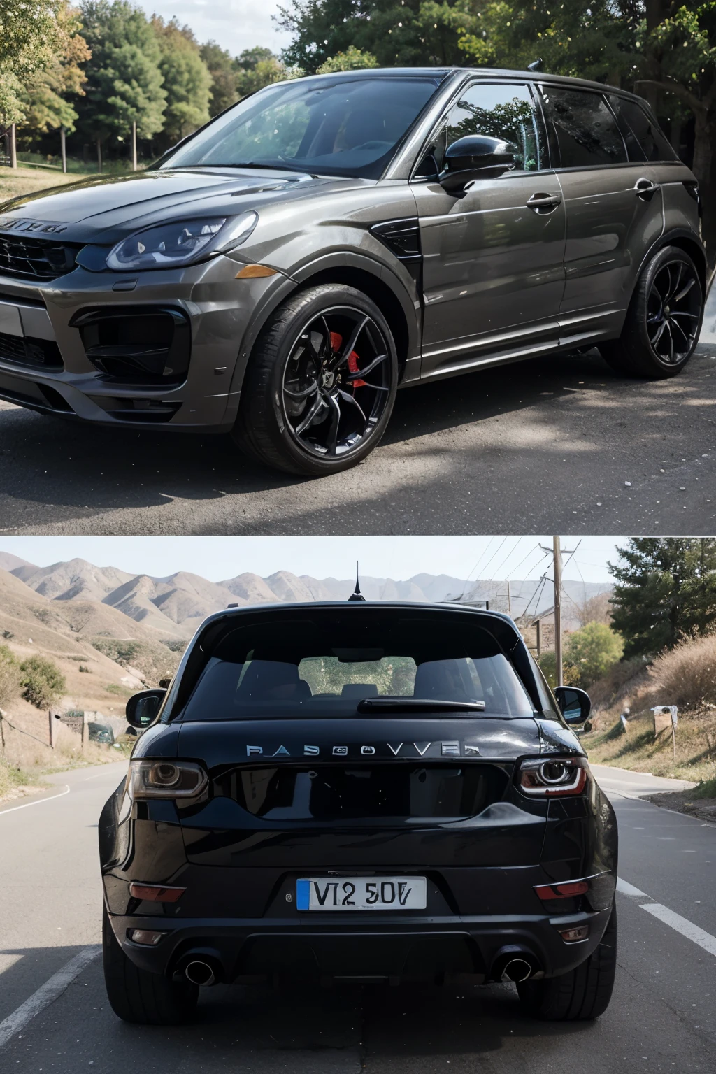 Create a new car from the fusion of Range Rover Sport SVR and Porsche Cayenne Cupe V8