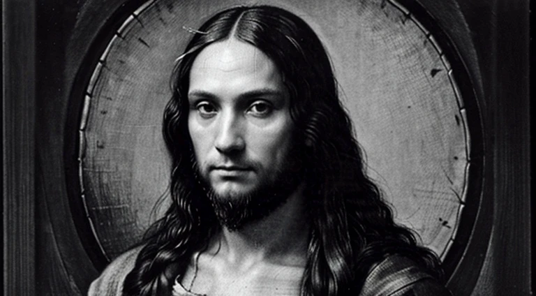 a portrait of leonardo da vinci in black and white