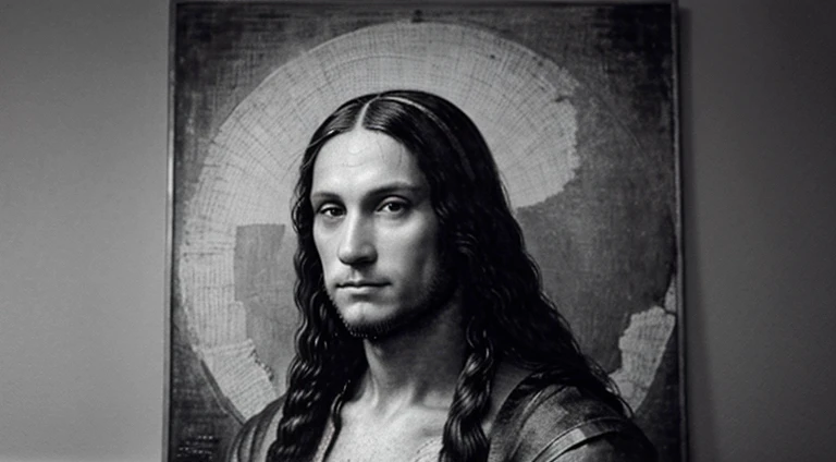 a portrait of leonardo da vinci in black and white