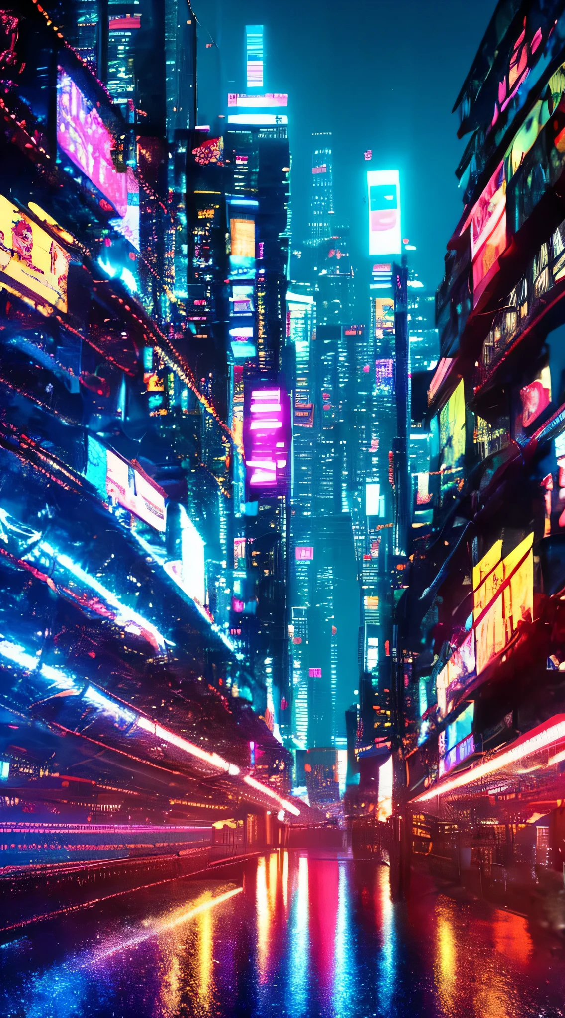 Meisterwerk, best quality, Offizielle Kunst, extrem detailliertes 8k-CG-Unit-Hintergrundbild, Illustration, Cyberpunk City voller Neonschilder, Nacht, in the spring, cloudy, Himmel, beautiful detailed sky, Licht, Offizielle Kunst, Extrem detailliertes 8K-Unit-Hintergrundbild, Illustration, Nacht, in the spring, cloudy, Himmel, beautiful detailed sky, Licht, 1 Auto, (Auto: 1), Kraftfahrzeug, Landfahrzeug, Sportwagen, Fahrzeug-Fokus, road, Need for speed, verschieben, nass,