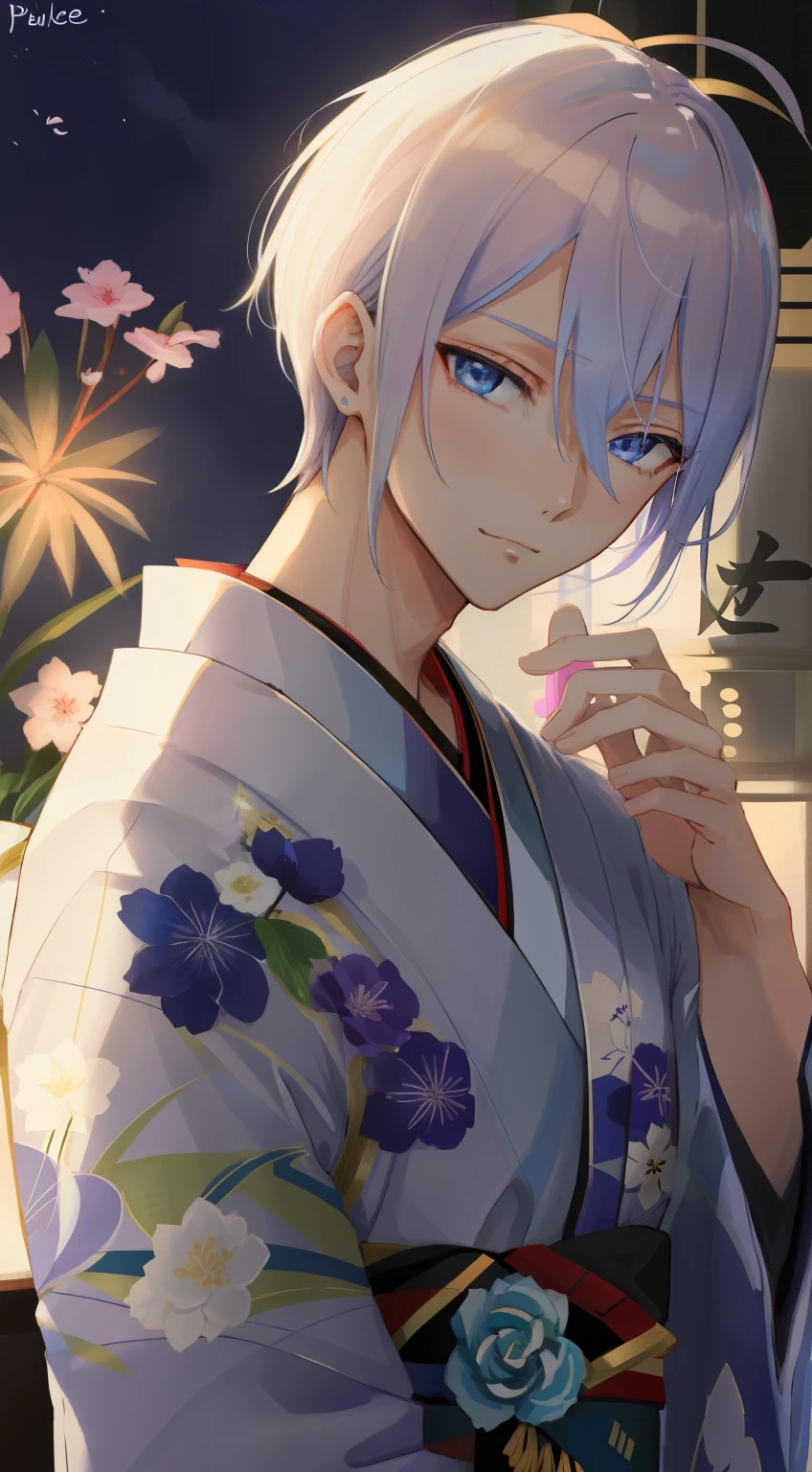 male people、Blue eyes、Jewel Eyes、Slender eyes、Kimono、male people、Beautiful fece、a cool、A sexy